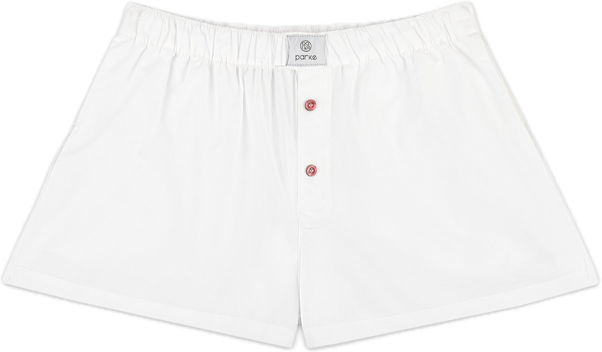 white boxer short flat lay -white