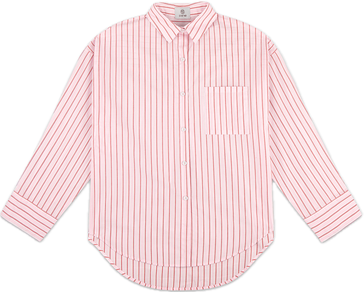 light pink stripe boyfriend button down flat lay -light pink stripe