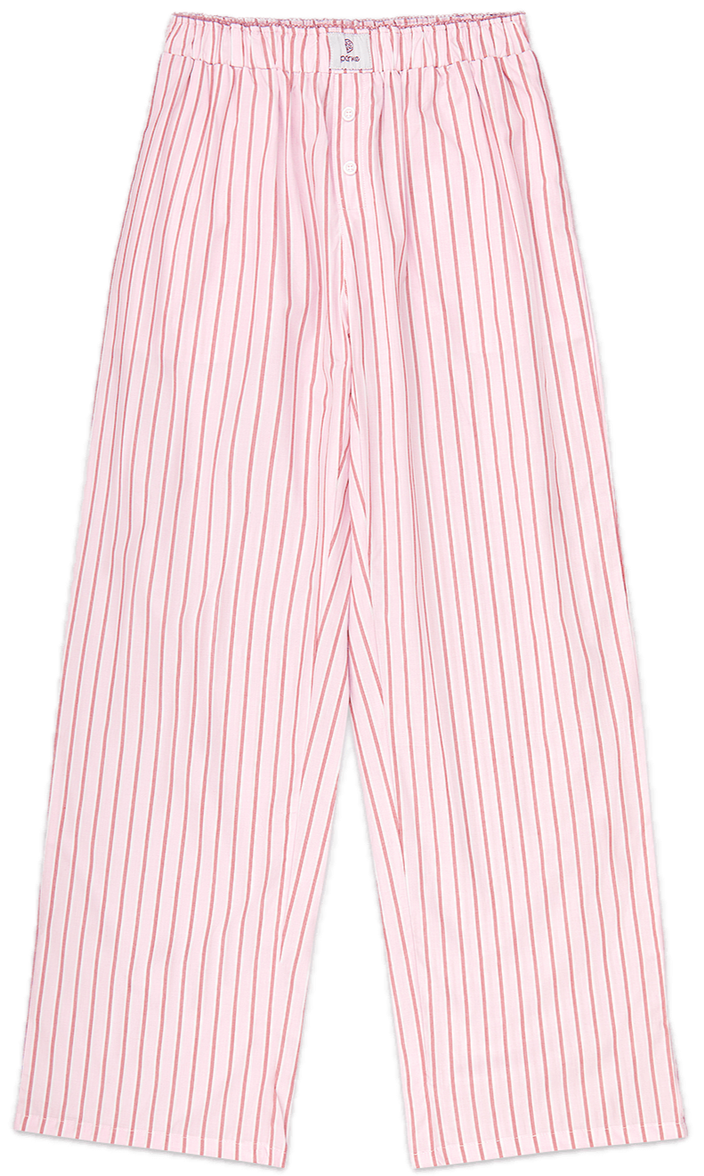 light pink stripe frill boxer pant flat lay -light pink stripe