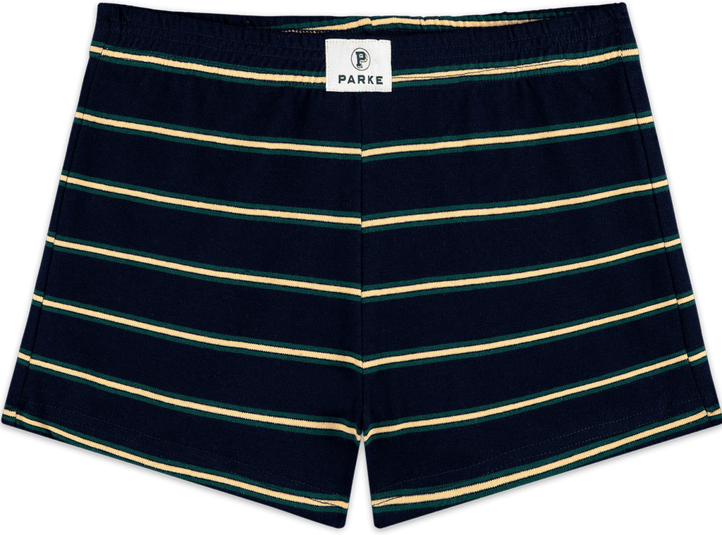 cotton mini short flat lay -denim stripe